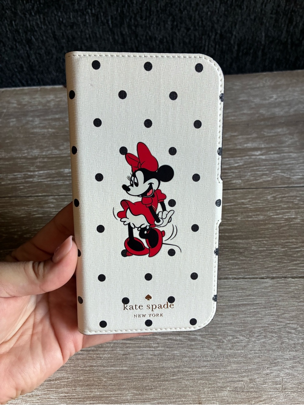 kate spade White Polka Dot Minnie Phone Wallet with Red Accents Fits IPhone 13
